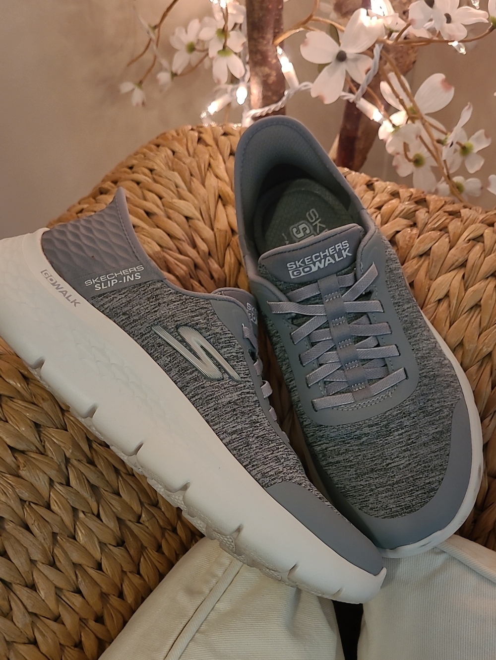 Skechers GOwalk Women's Gray Knit Slip-On Sneakers
